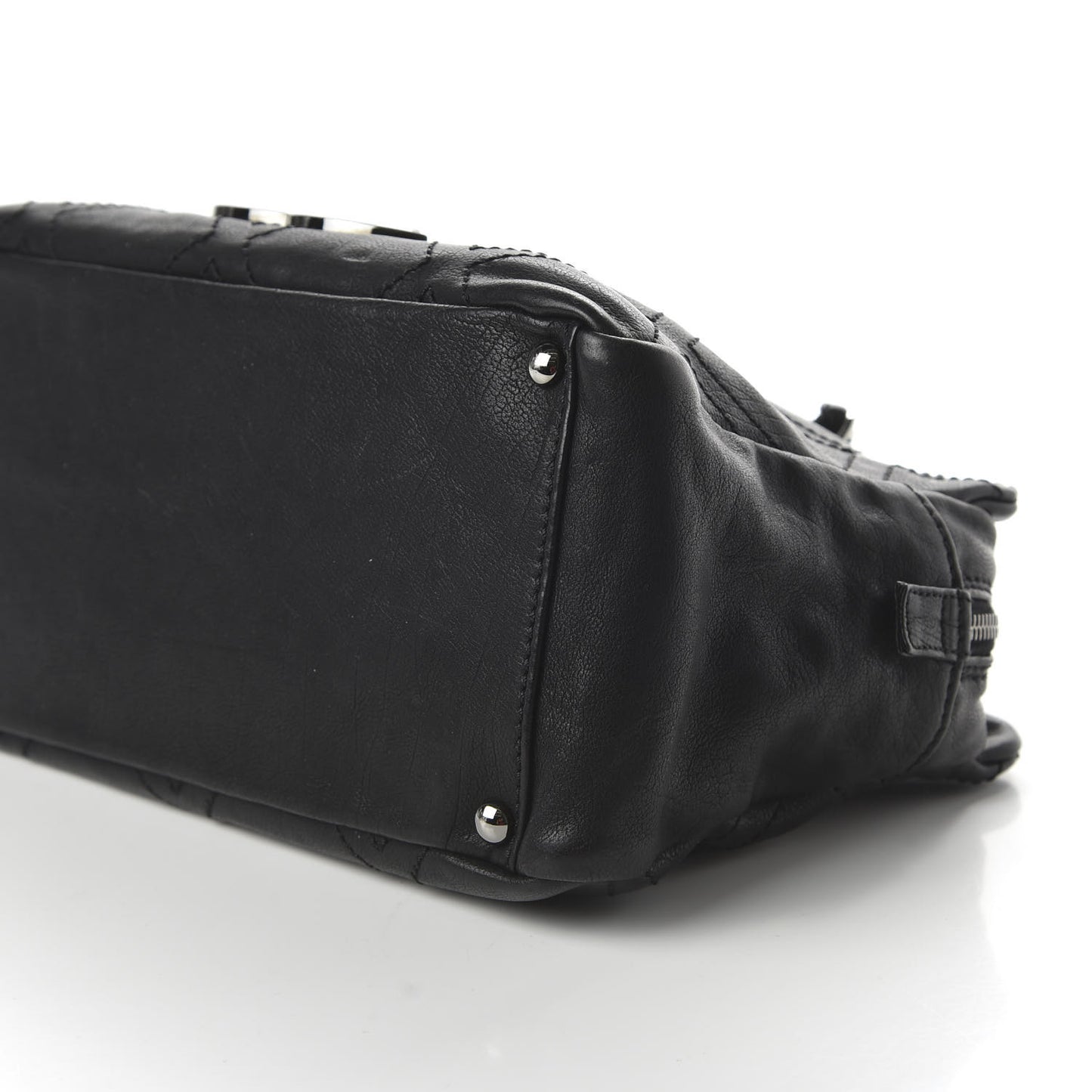 Calfskin Diamond Stitch Tote Black