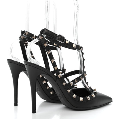 Valentino Garavani Nappa Rockstud Ankle Strap Pumps 40 Black 4 of 16
