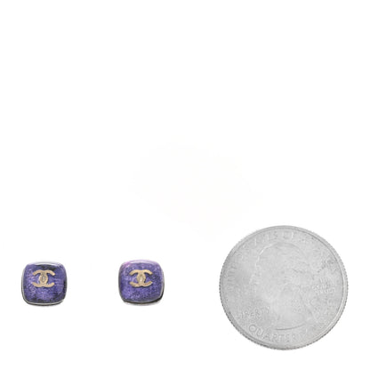 Chanel Resin CC Earrings Purple Gold 2 of 4