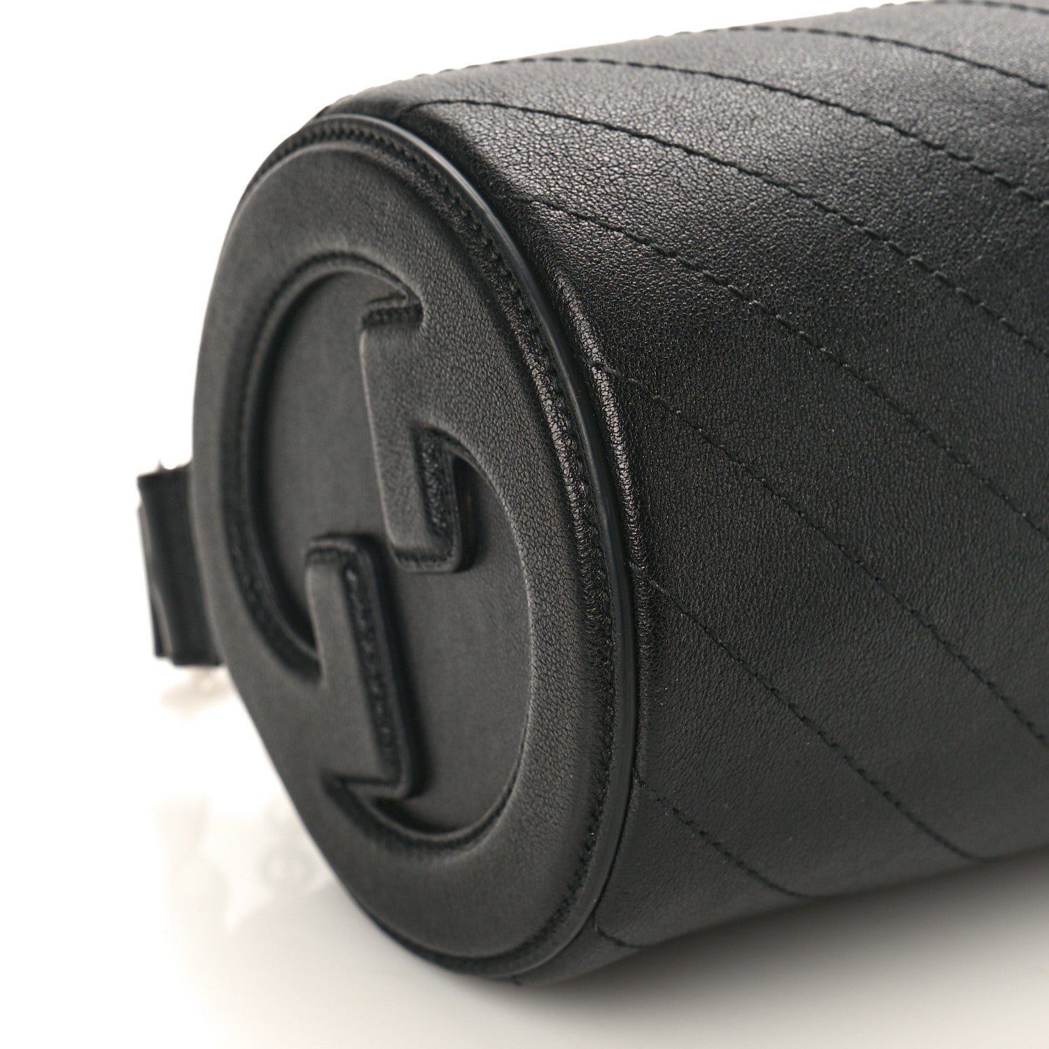 Gucci Sakai Be Green Calfskin Diagonal Stitched Mini Blondie Barrel Shoulder Bag Black 8 of 10