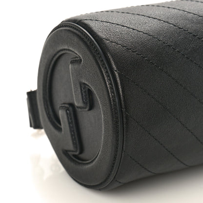 Gucci Sakai Be Green Calfskin Diagonal Stitched Mini Blondie Barrel Shoulder Bag Black 8 of 10