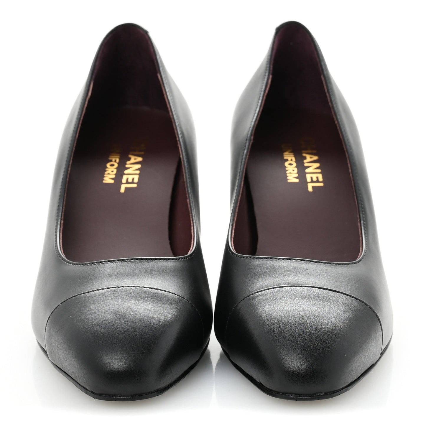 Lambskin Cap Toe CC Uniform Pumps 37 Black