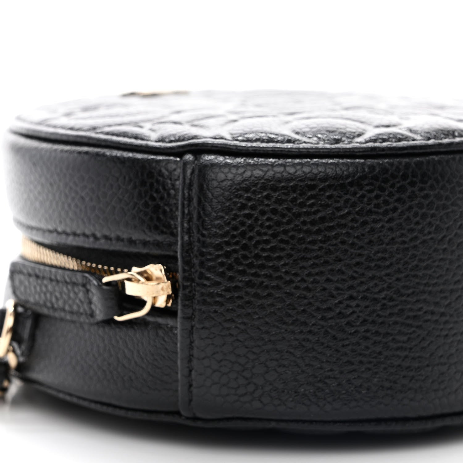 Chanel Caviar Camellia Quilted Round Clutch With Chain Black 9 of 10