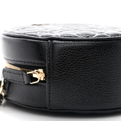 Chanel Caviar Camellia Quilted Round Clutch With Chain Black 9 of 10