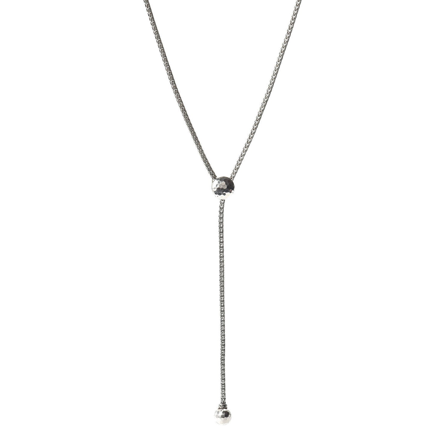 Sterling Silver Classic Chain Hammered Y Necklace
