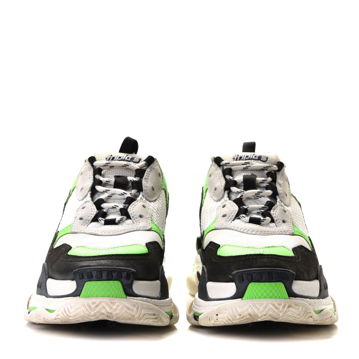 Balenciaga Fabric Mesh Mens Triple S Sneakers 40 White Green Fluo Black 6 of 13