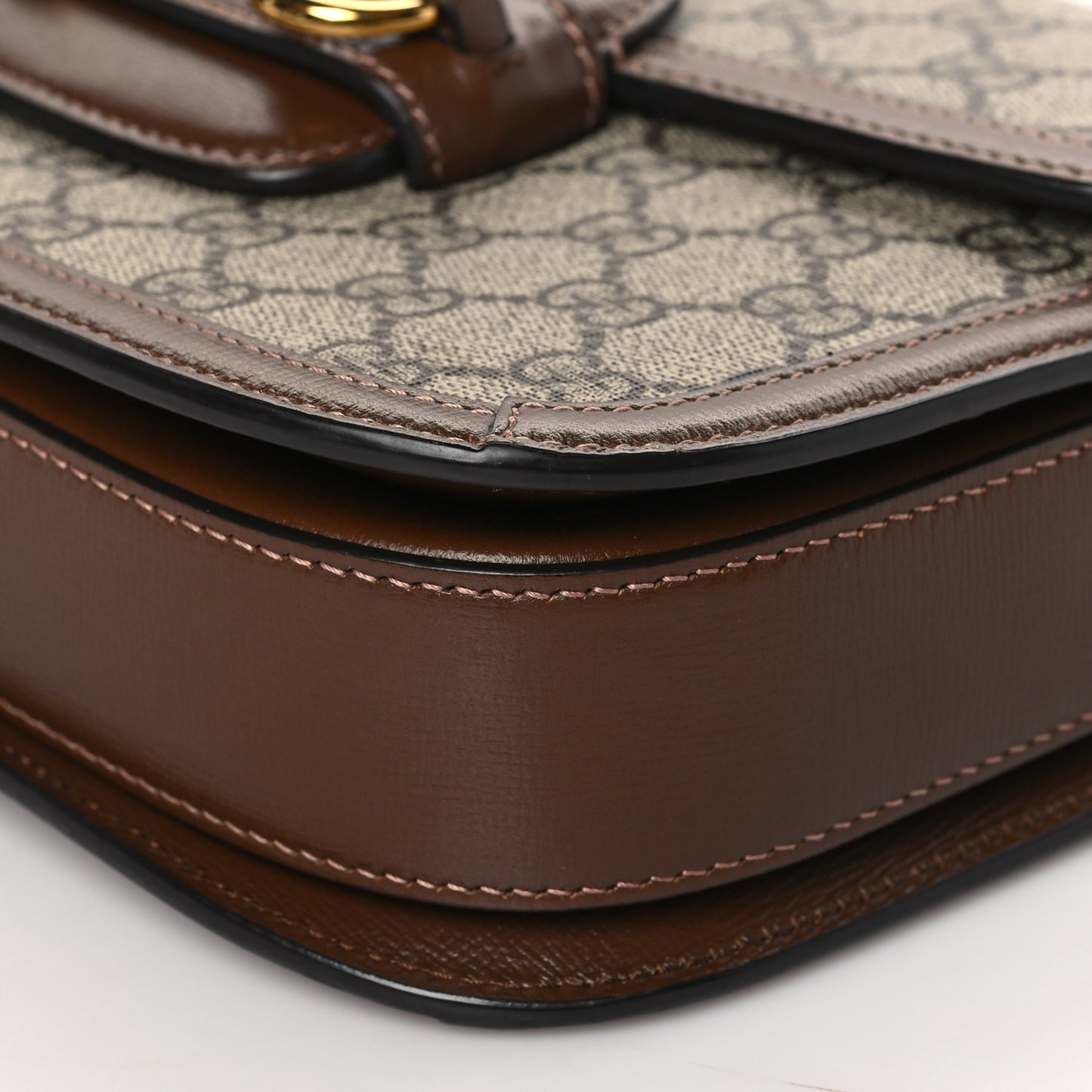 GG Supreme Monogram Horsebit 1955 Shoulder Bag Beige Brown Sugar