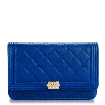 Chanel Caviar Quilted Boy Wallet On Chain WOC Dark Blue 1 of 7