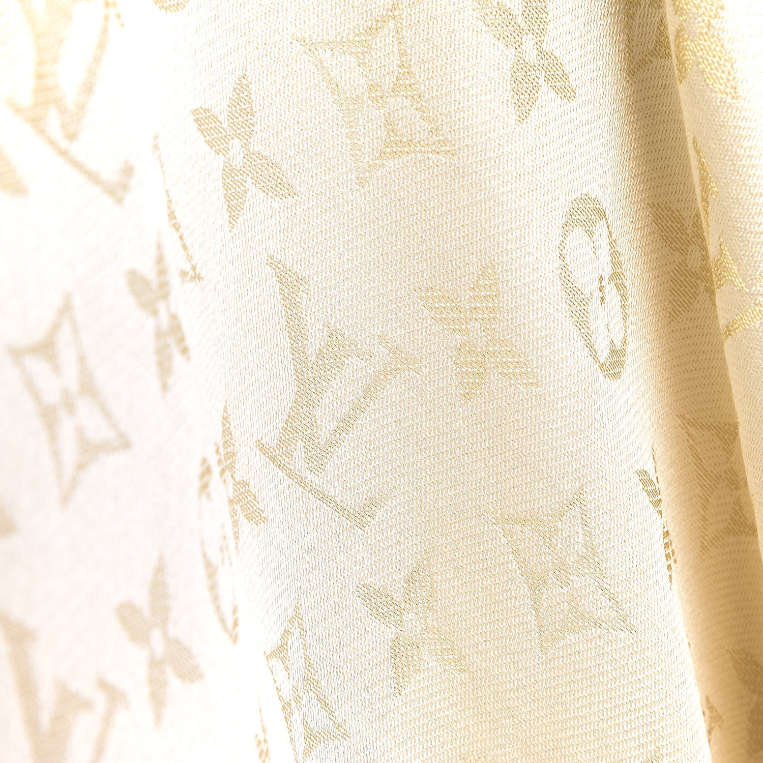 Louis Vuitton Silk Wool Monogram Shine Shawl Beige 6 of 7