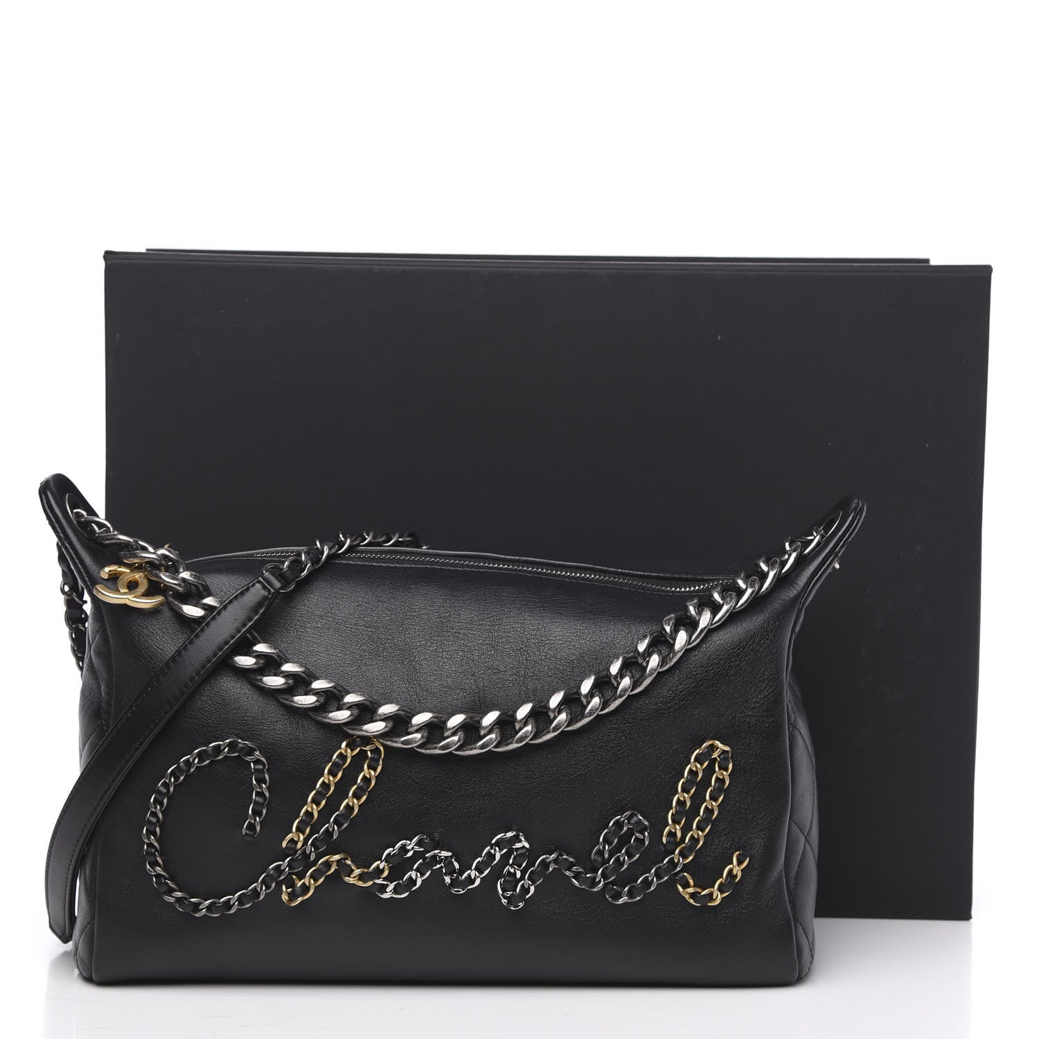 Chanel Calfskin Chain 20s Signature Hobo Black 12 of 12