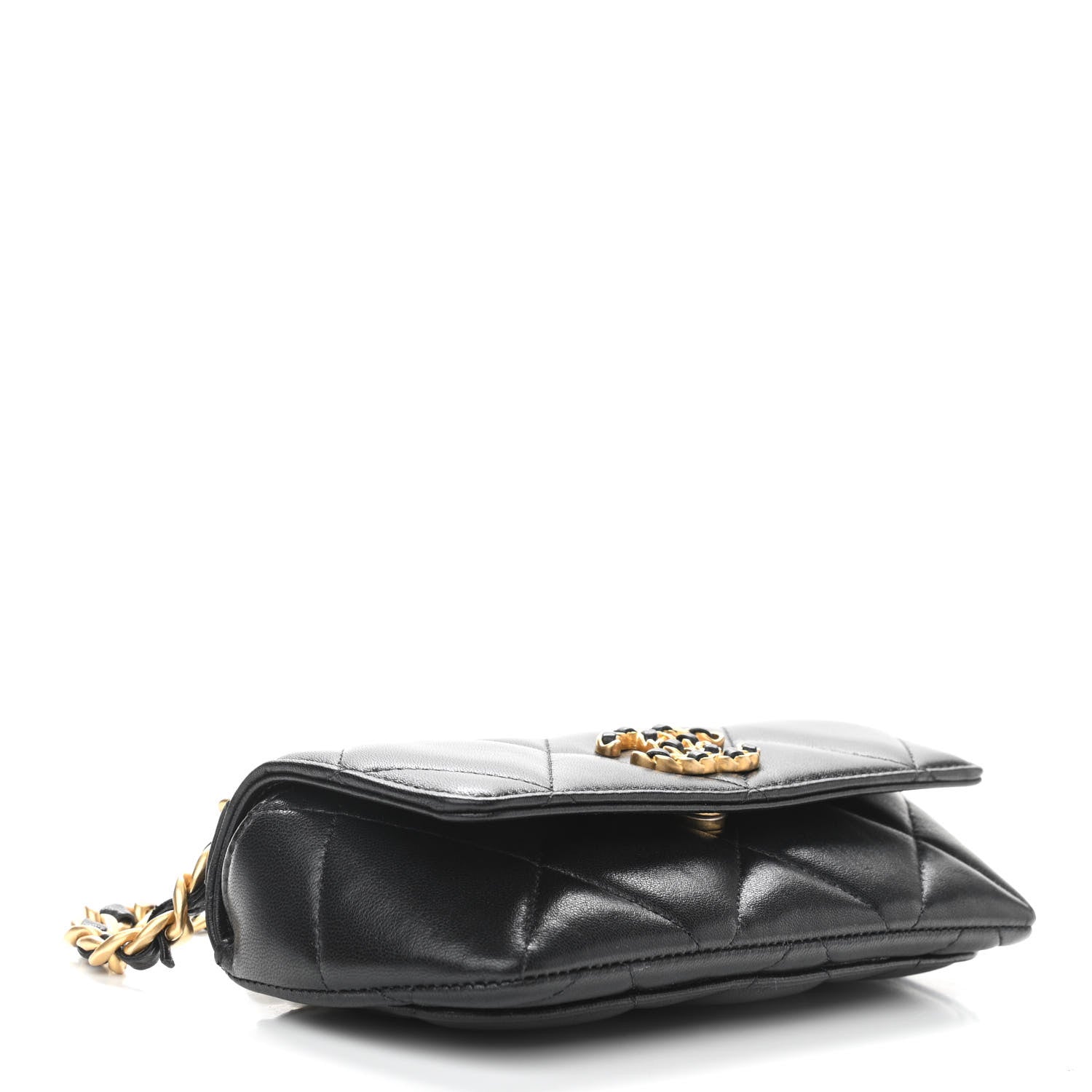 Chanel Goatskin Quilted Chanel 19 Glasses Case With Chain Black 4 of 11