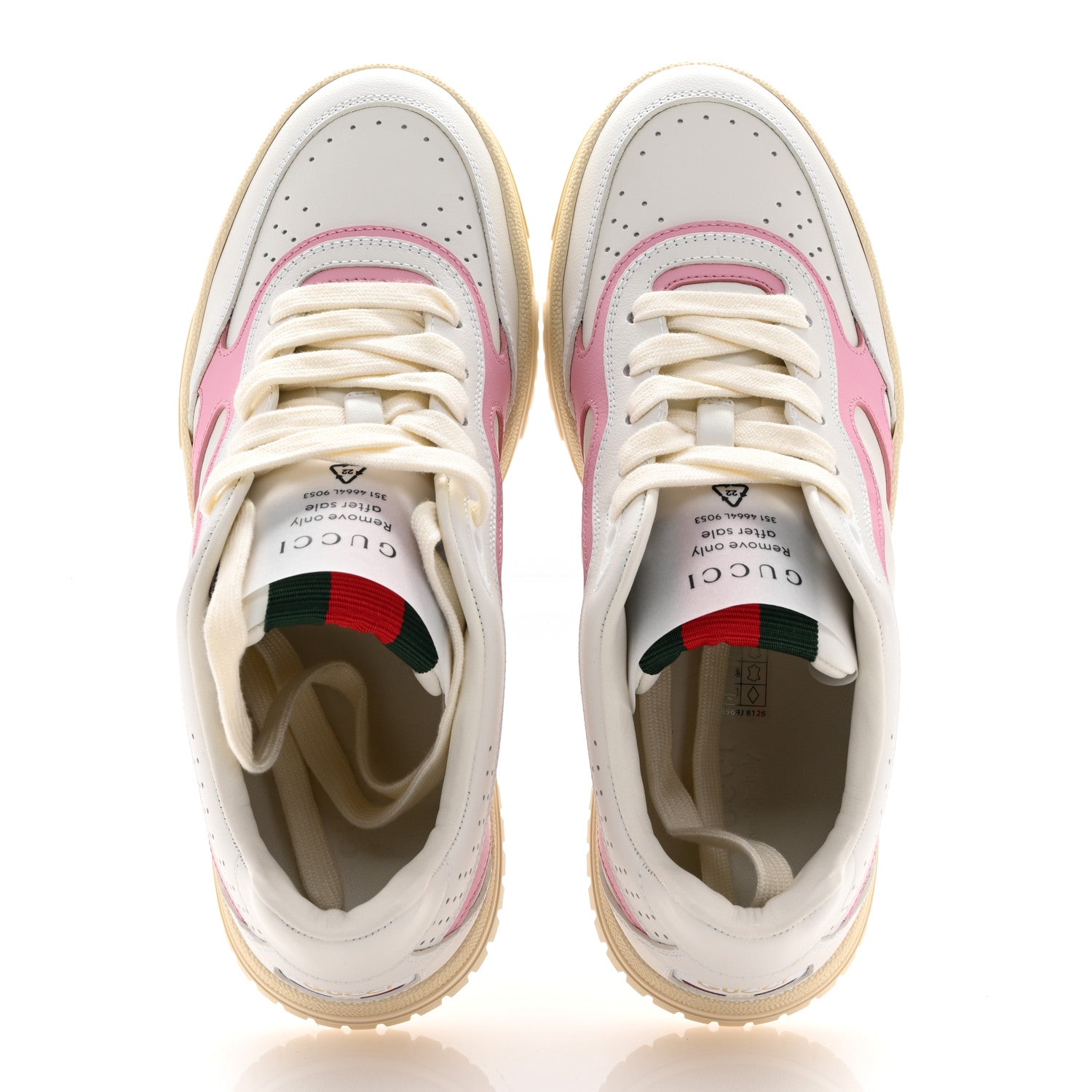 Gucci Calfskin Womens Re-Web Sneakers 38.5 White Pink 2 of 10