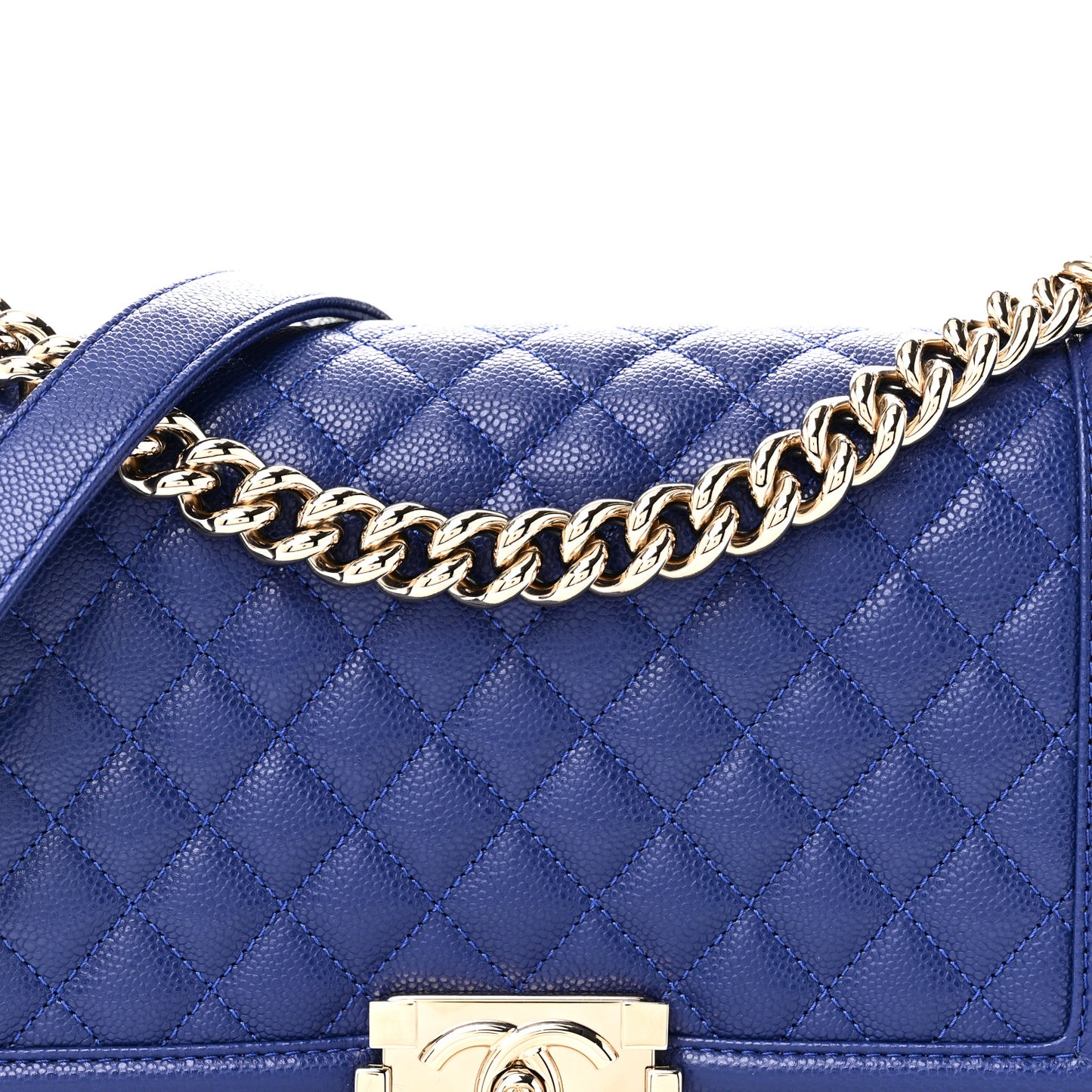 Caviar Quilted Medium Boy Flap Blue