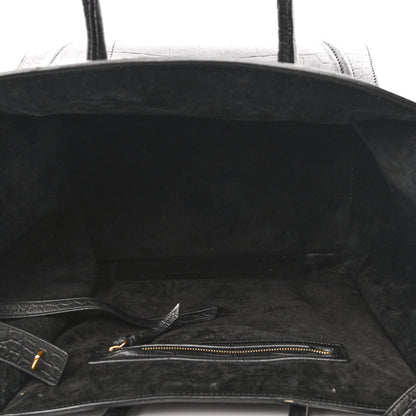 Celine Crocodile Embossed Calfskin Large Phantom Luggage Black 5 of 12