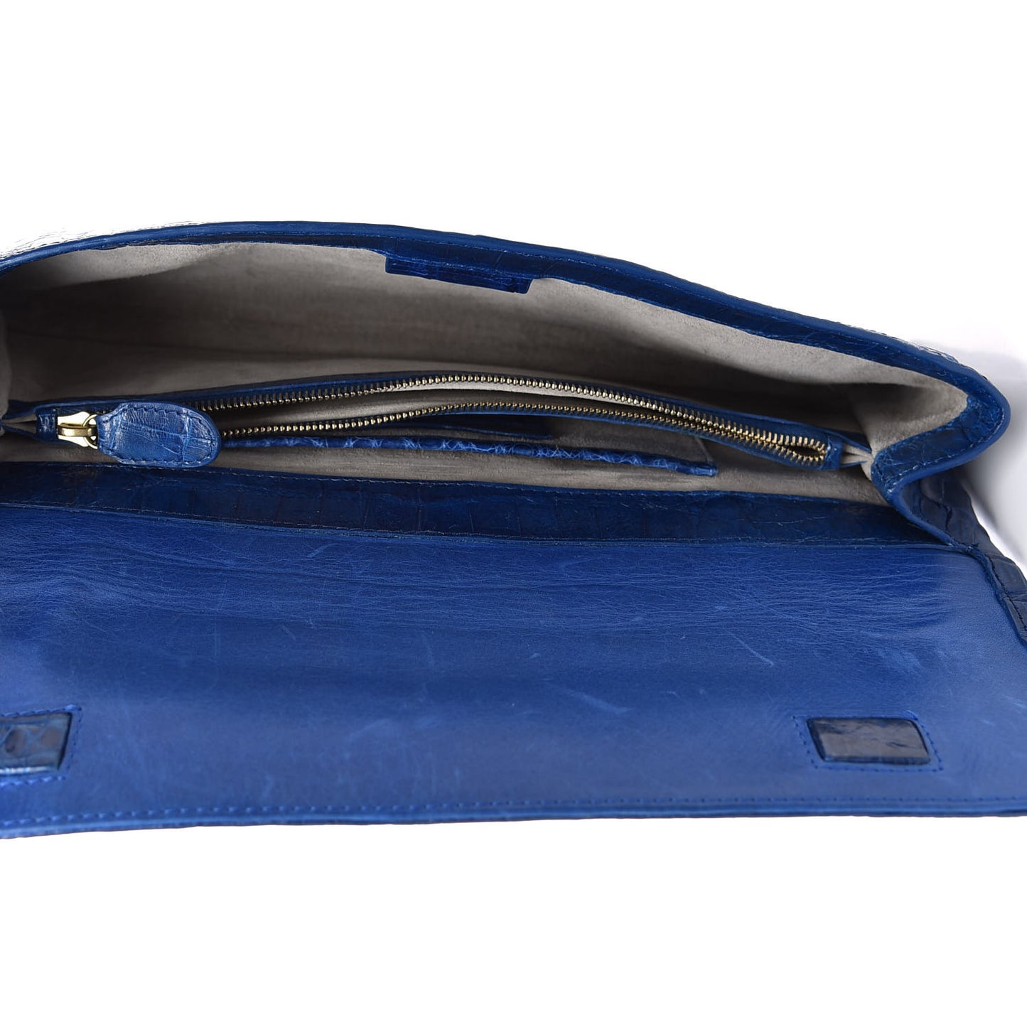 Crocodile Foldover Clutch Blue