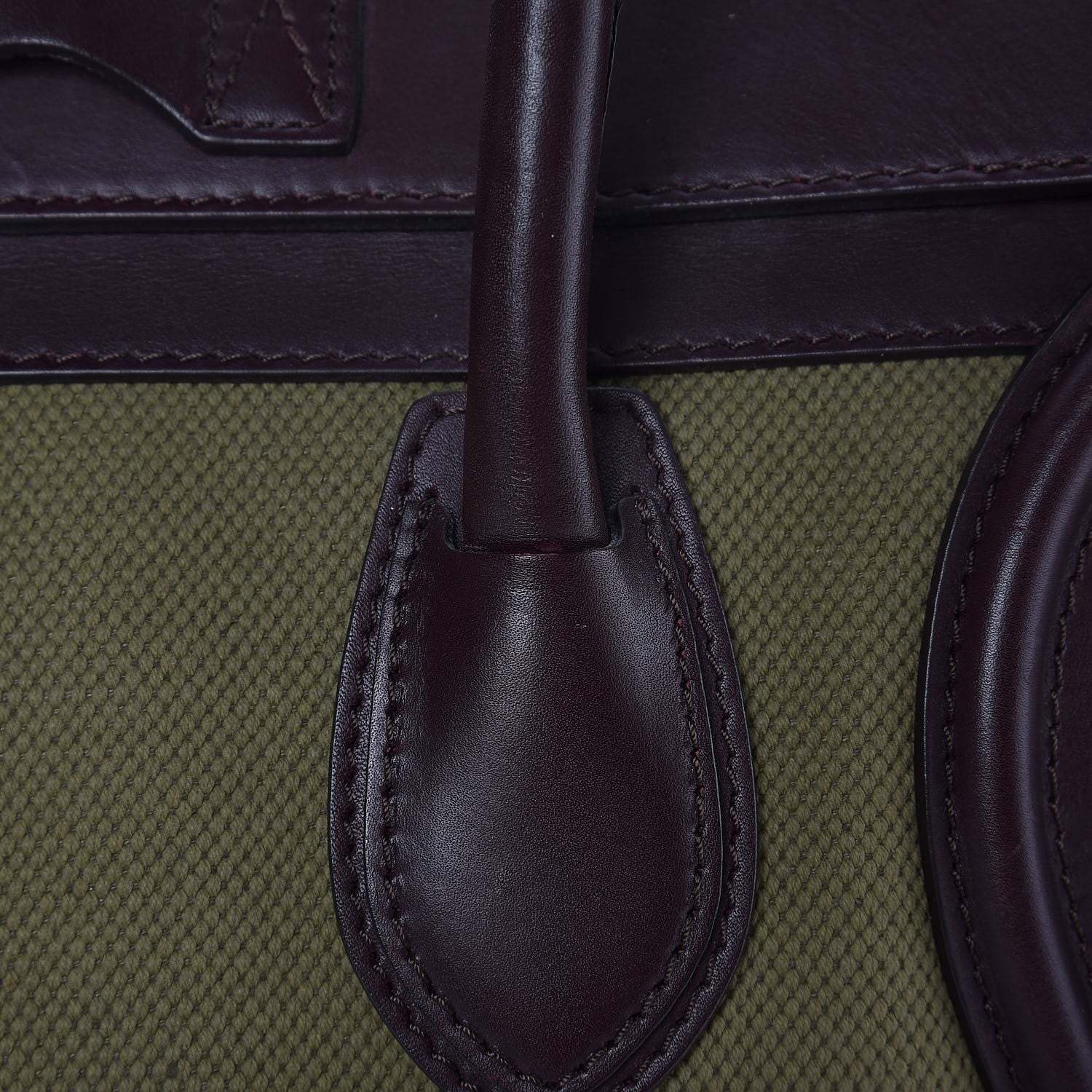 Celine Canvas Smooth Calfskin Mini Luggage Olive 12 of 19