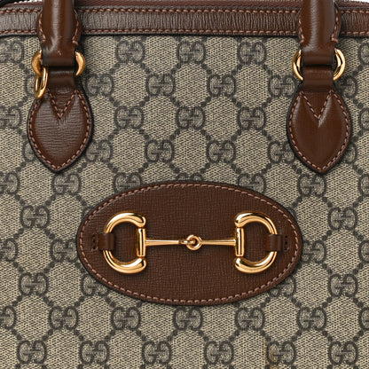 Gucci GG Supreme Monogram Azalea Calfskin Small Horsebit 1955 Top Handle Bag Beige Ebony Brown Sugar 9 of 14