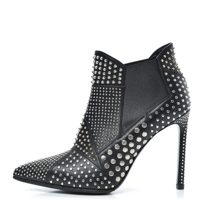 Saint Laurent Calfskin Studded Ankle Booties 36.5 Black 1 of 7