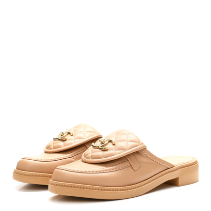 Chanel Lambskin Quilted CC Turnlock Mules 39.5 Light Beige 4 of 10