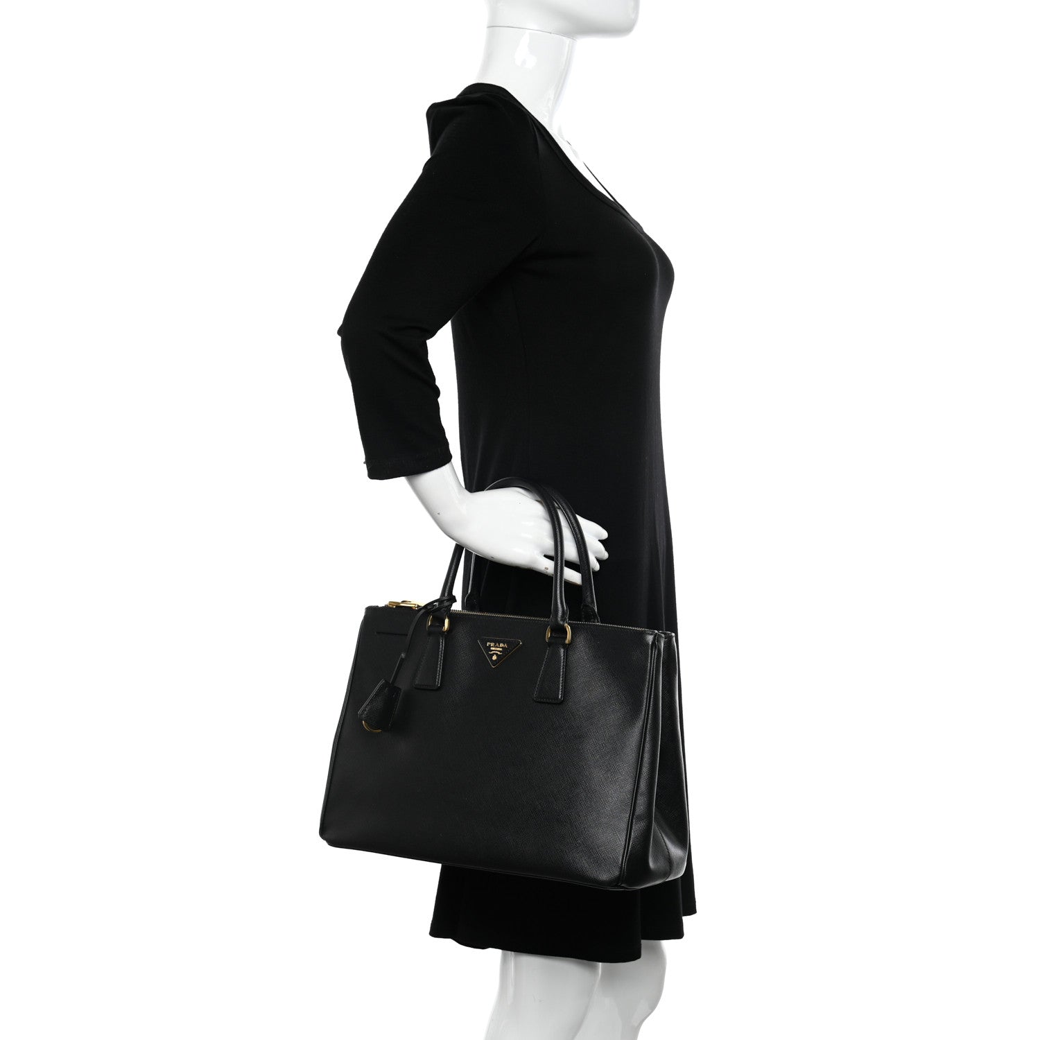 Prada Saffiano Medium Galleria Double Zip Tote Black 2 of 12