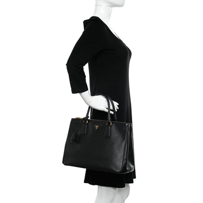 Prada Saffiano Medium Galleria Double Zip Tote Black 2 of 12