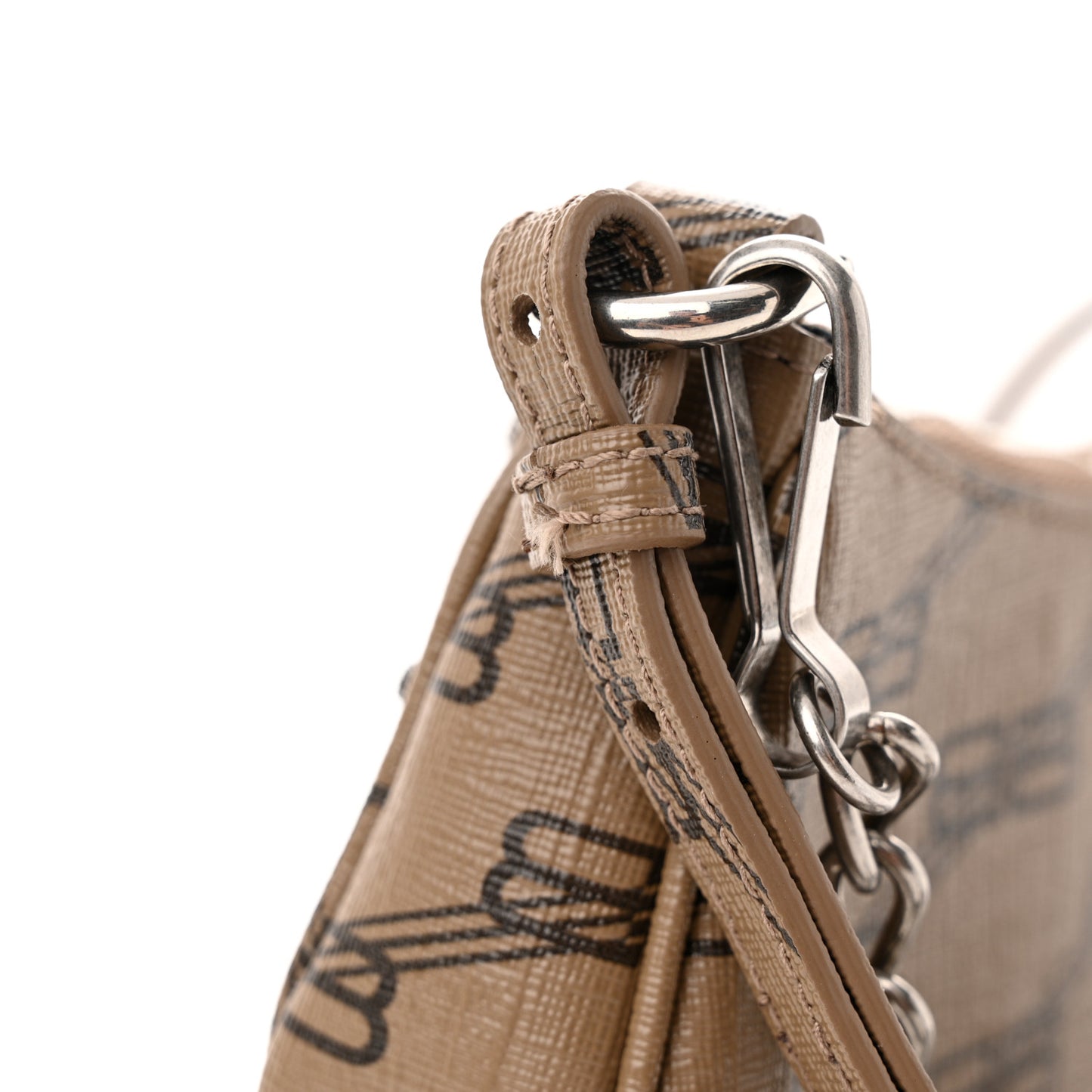 Coated Canvas BB Monogram Le Cagole Mini Purse With Chain Beige Brown