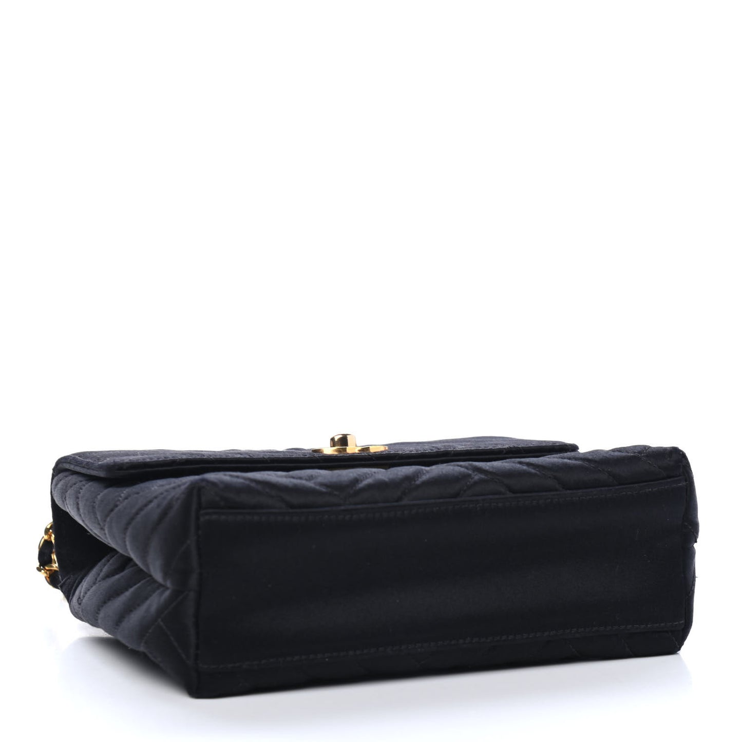 Satin Diagonal Quilted Mini Square Flap Black