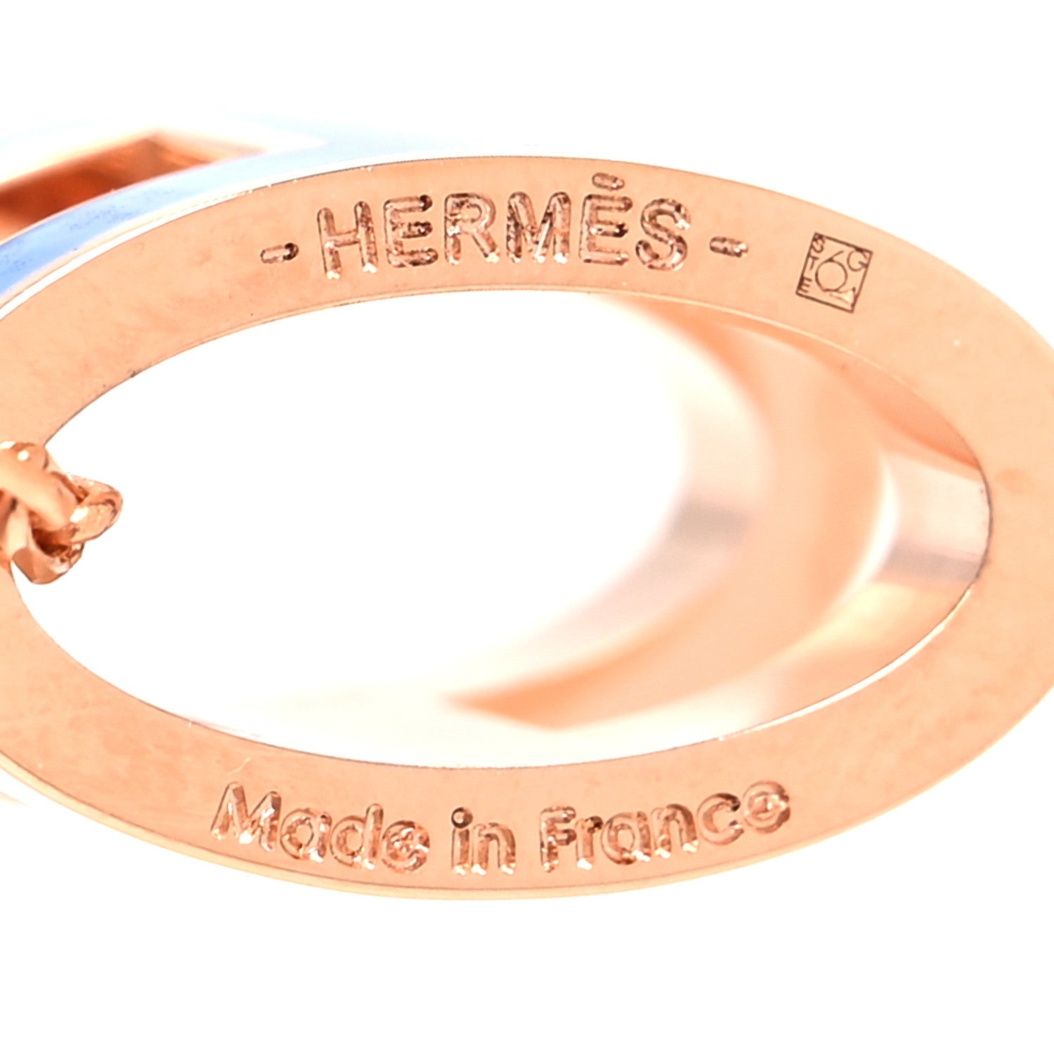Hermes Lacquered Rose Gold Pop H Pendant Necklace Bleu Sature 5 of 5