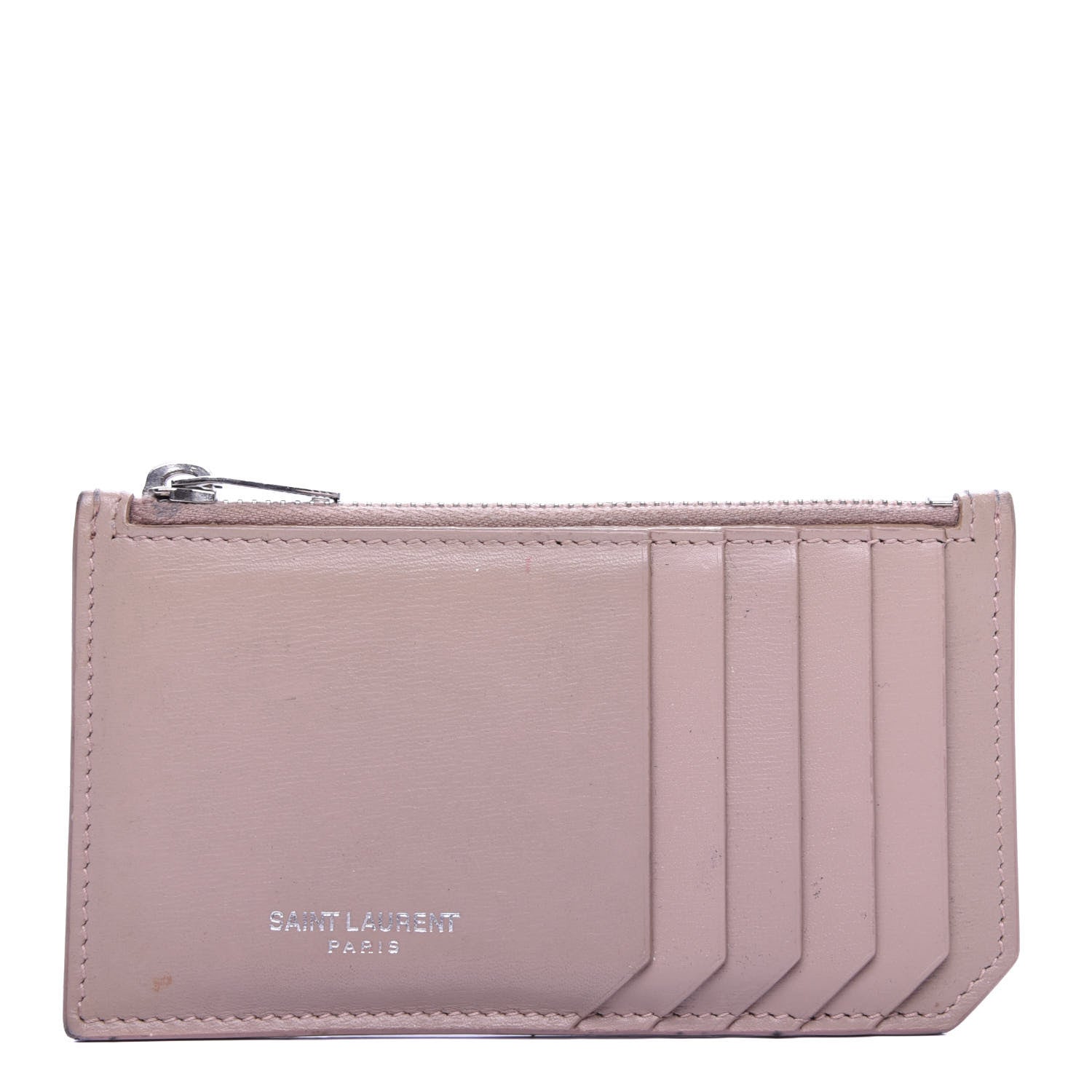Saint Laurent Calfskin 5 Fragments Zip Pouch Card Holder Pale Pink 1 of 7