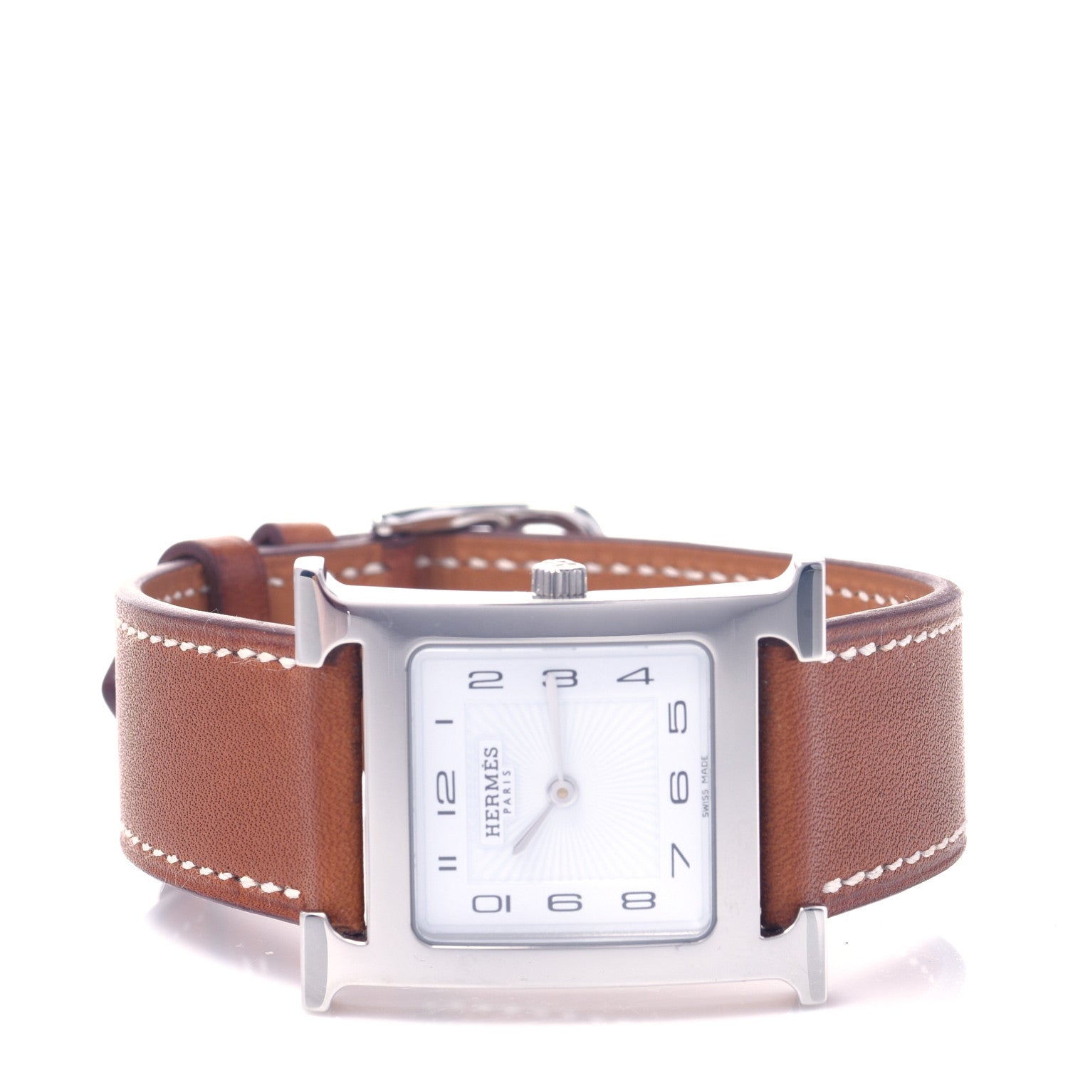 Hermes Stainless Steel Barenia 26mm Heure H Hour Quartz Watch Fauve 2 of 6