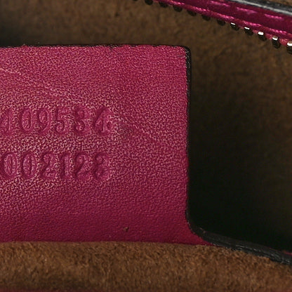 Gucci GG Supreme Monogram Moon Calfskin Small Zip Top Tote Beige Ebony Hibiscus Red New Rosette 7 of 14