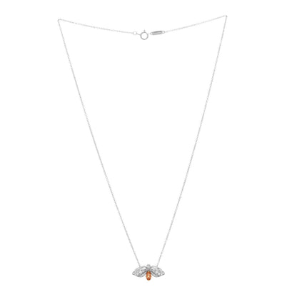 Tiffany Platinum 18K Yellow Gold Diamond Spessartine Paper Flowers Firefly Pendant Necklace 3 of 7