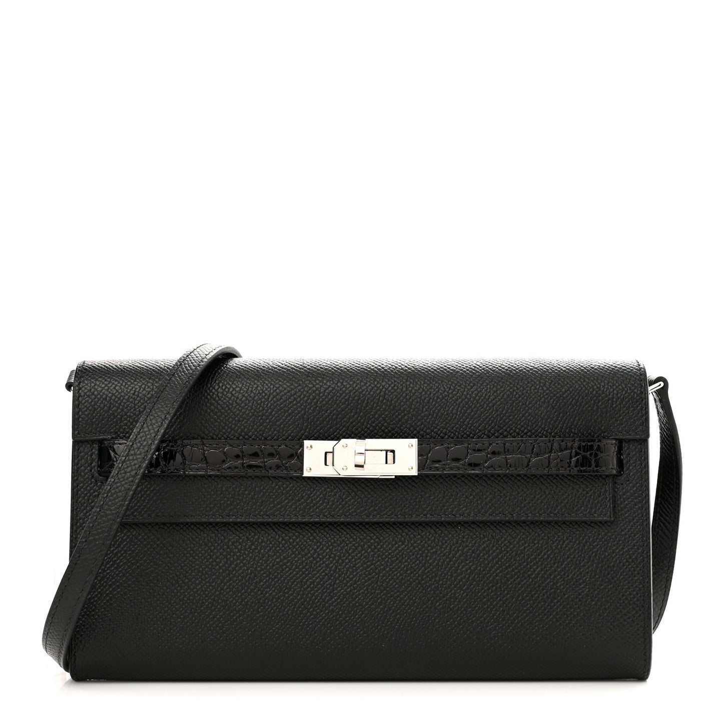 Epsom Matte Alligator Touch Kelly Wallet To Go Black