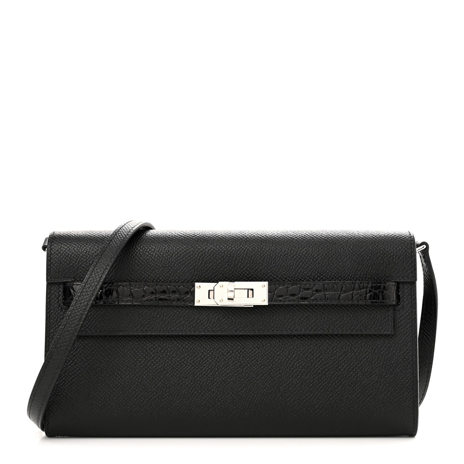 Hermes Epsom Matte Alligator Touch Kelly Wallet To Go Black 1 of 10