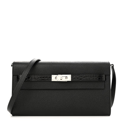 Hermes Epsom Matte Alligator Touch Kelly Wallet To Go Black 1 of 10