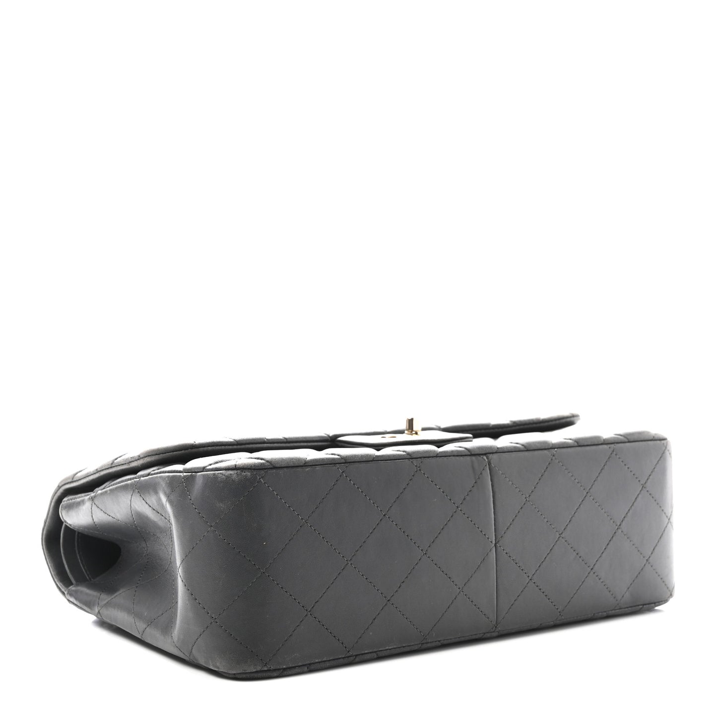 Lambskin Quilted Jumbo Double Flap Dark Grey