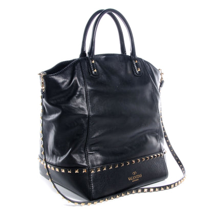 Valentino Garavani Vitello Rockstud All Over New Dome Bucket Tote Black 3 of 7
