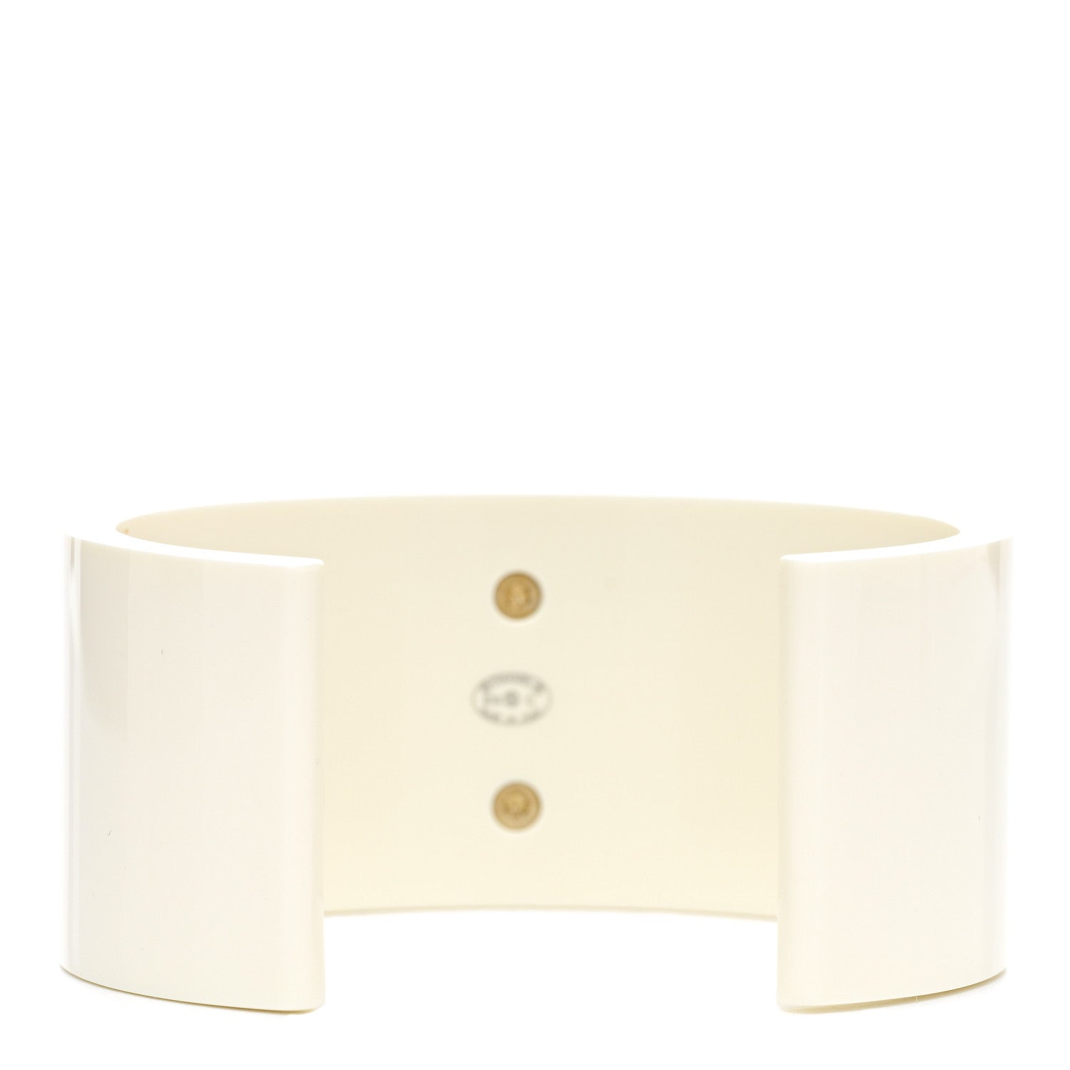 Chanel Resin CC Cuff Gold White 3 of 4