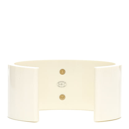 Chanel Resin CC Cuff Gold White 3 of 4