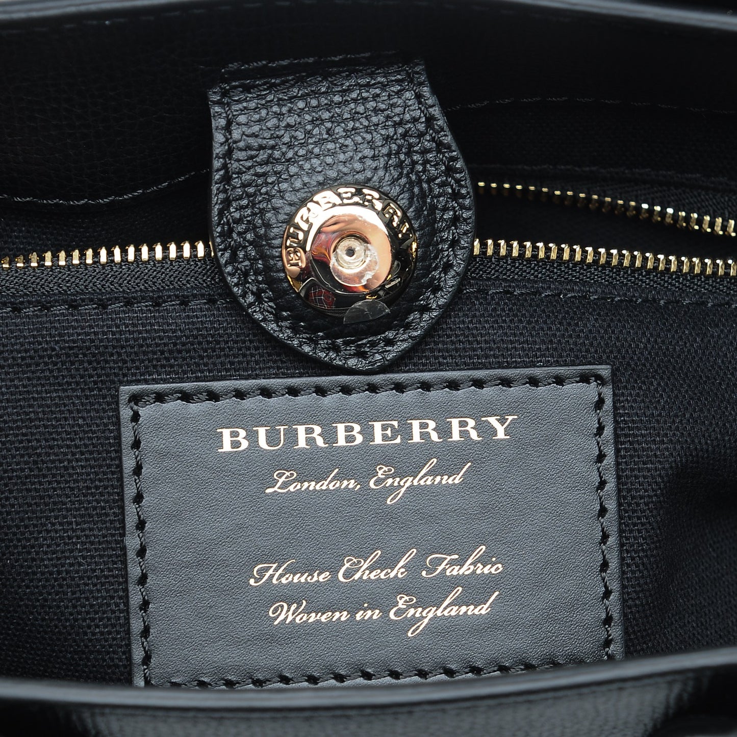 Derby Calfskin House Check Small Banner Tote Black