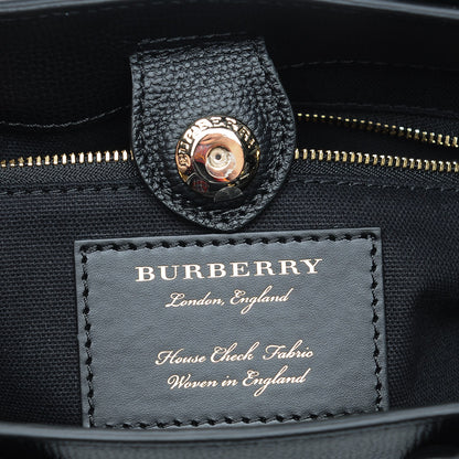 Burberry Derby Calfskin House Check Small Banner Tote Black 7 of 9