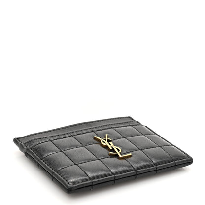Saint Laurent Lambskin Carre Quilted Cassandre Credit Card Case Black 4 of 10