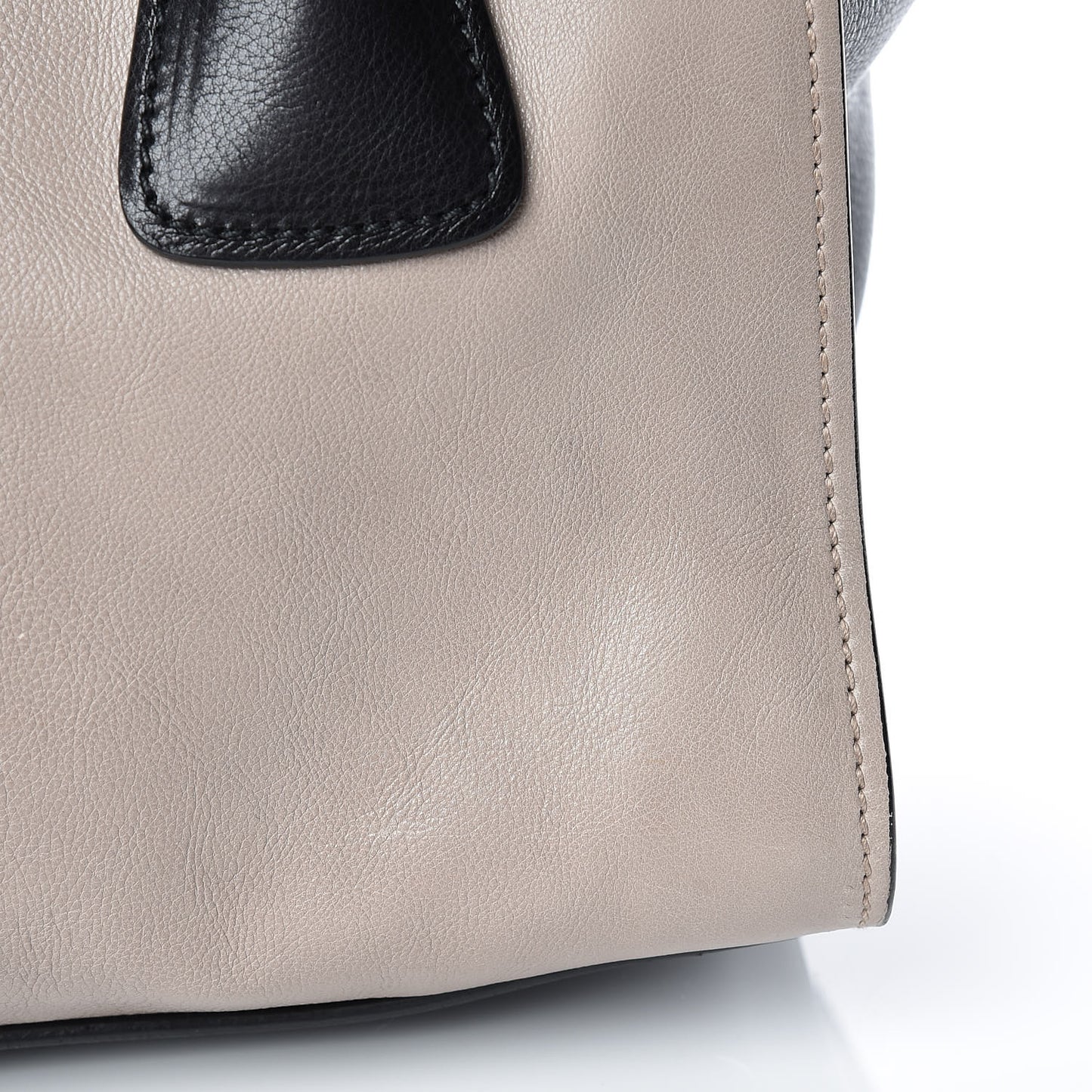 Glace Calf Bi-Color Twin Pocket Tote Pomice Black