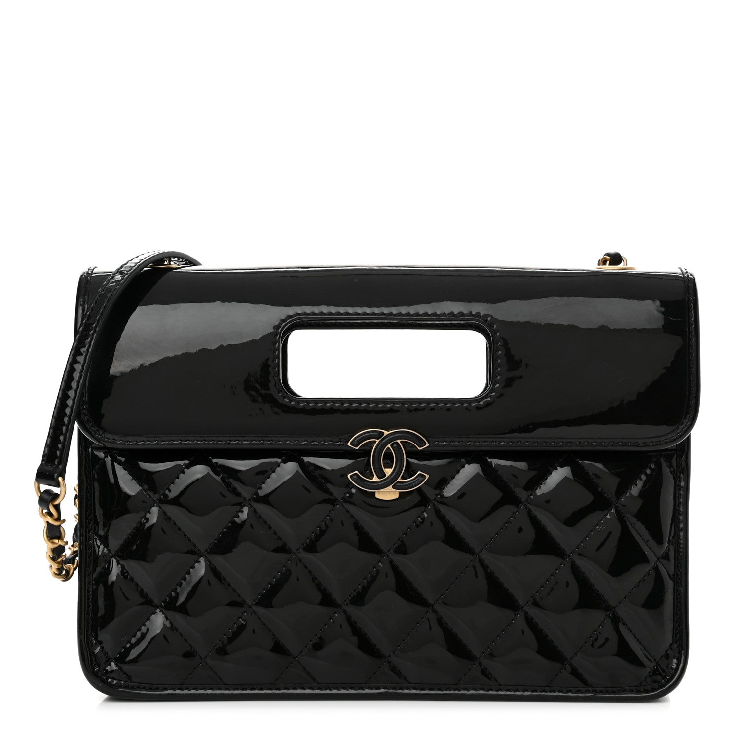 Chanel Patent Quilted Graphic Catch Flap Black 1 of 13