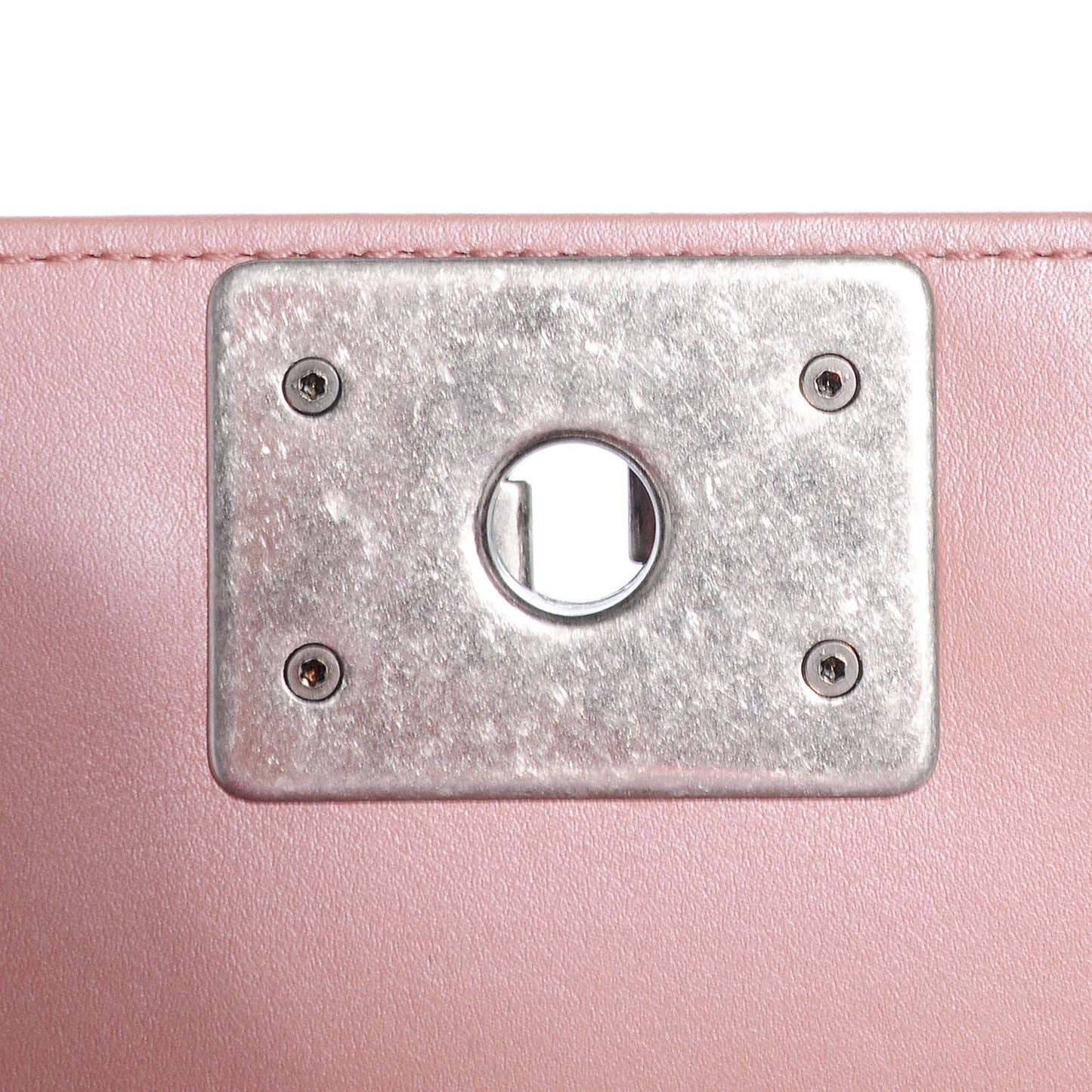 Metallic Calfskin Quilted Medium Boy Flap Pink