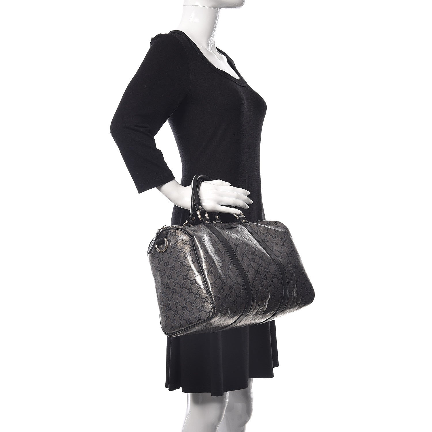 Gucci Crystal Monogram Medium Joy Boston Black 2 of 10