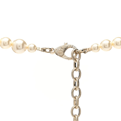 Chanel Pearl Crystal CC Camellia Short Necklace Gold 4 of 6