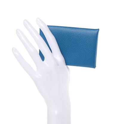 Hermes Epsom Calvi Card Case Bleu Izmir 2 of 7