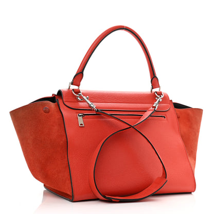 Celine Drummed Calfskin Suede Medium Trapeze Coquelicot 3 of 20