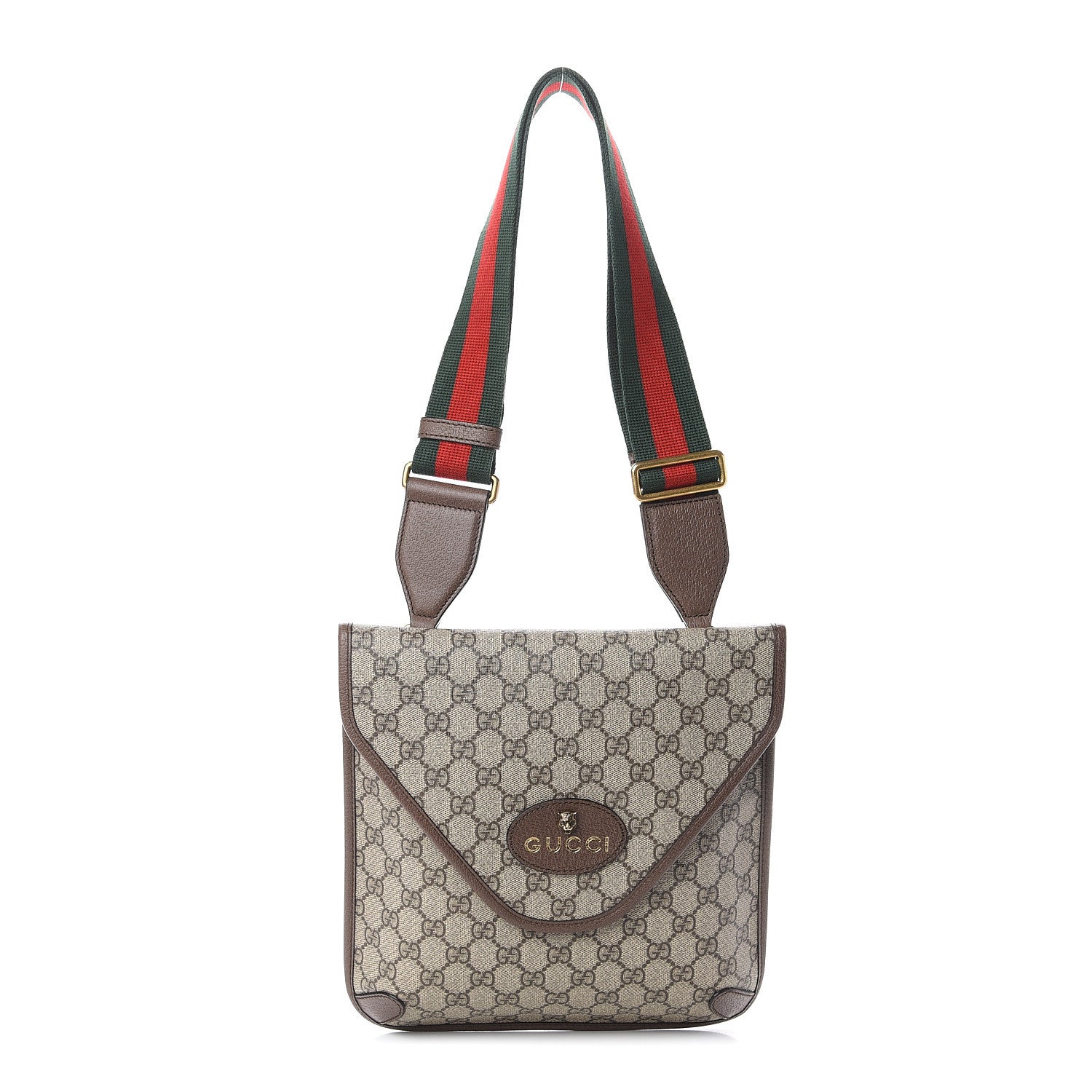 Gucci GG Supreme Monogram Web Medium Neo Vintage Flap Messenger Bag Beige New Acero 1 of 8